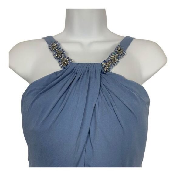 B' Dazzle Women’s junior Blue  Midi Open Back Jeweled Straps Size 0 - Picture 2 of 6